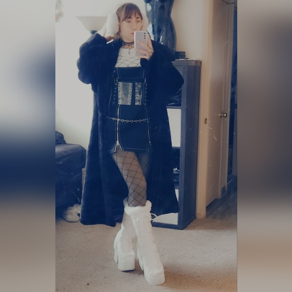Black Oversized Lux Longline Faux Fur Coat